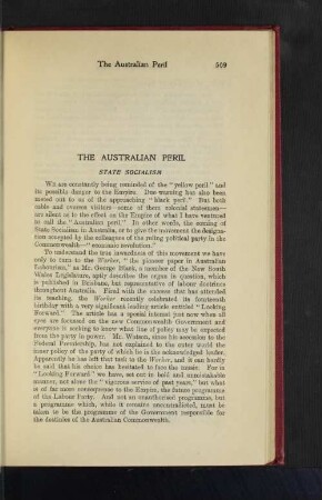 The Australian Peril. State Socialism.