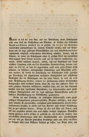 Erfordernisse eines zweckmäßigen Schulgebäudes und dazu gehörigen Räumen