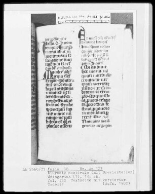 Diurnale aestivale mit Brevierteilen — ---, Folio 252rectoZierinitiale
