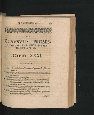 Caput XXXI. De Clausulis Promissionum Sub Fide Humana Et Simplici.