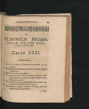 Caput XXXI. De Clausulis Promissionum Sub Fide Humana Et Simplici.