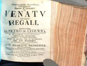 Dissertatione inavgvrali differentias iuris Romani & Germanici in venatv eivsqve regali