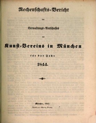 Rechenschafts-Bericht. 1844 (1845)