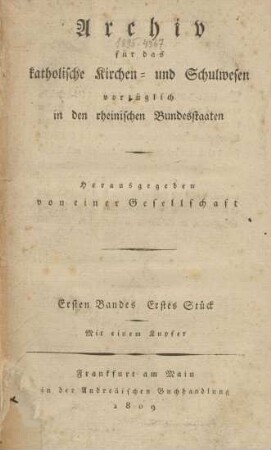 Ersten Bandes Erstes Stück