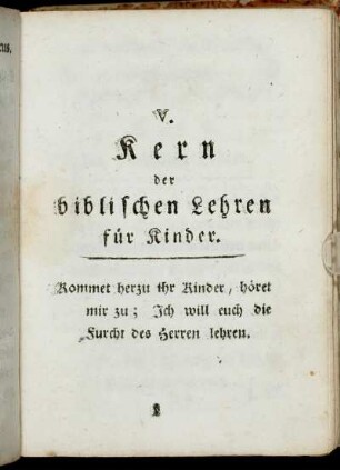 V. Kern der biblischen Lehren für Kinder