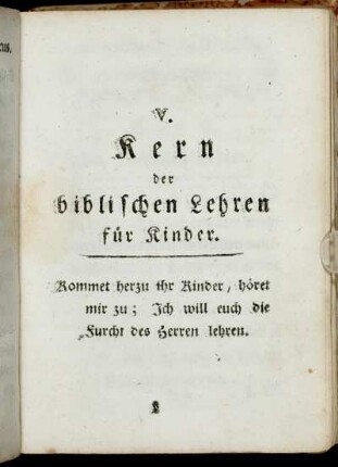 V. Kern der biblischen Lehren für Kinder