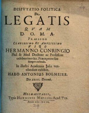 Disputatio Politica De Legatis
