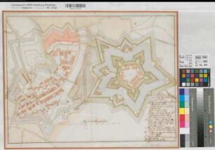Vechta (Vechta) Plan der Zitadelle Lageplan Abritz der Vestungh undt demolirter Stadt Vechta um 1685 100 rh. Ruten = 18,7 cm 43 x 58 kol. Zeichnung KSM Nr. 981