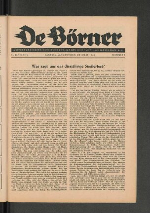 Was sagt uns das diesjährige Siedlerfest?