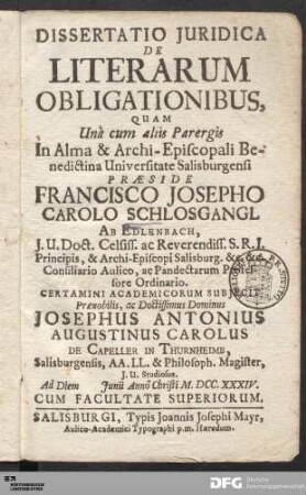 Dissertatio Juridica De Literarum Obligationibus