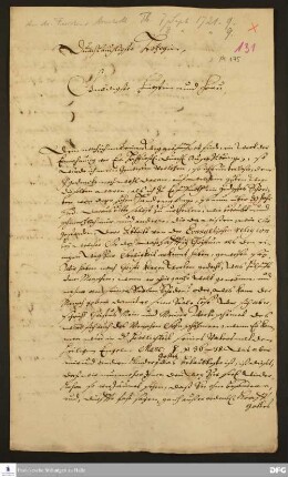 Brief von August Hermann Francke an Auguste Dorothea v. Schwarzburg-Arnstadt.