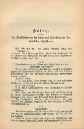 Gesetz betreffend das Diensteinkommen der Lehrer und Lehrerinnen an den öffentlichen Volksschulen
