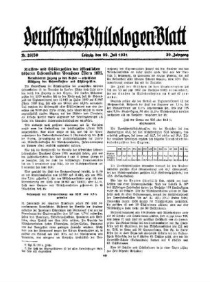 Klassen- und Schülerzahlen der öffentlichen höheren Lehranstalten Preußens Ostern 1931