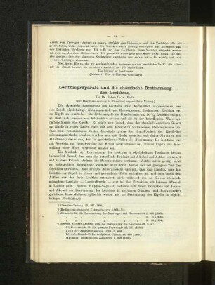 Lecithinpräparate und die chemische Bestimmung des Lecithins.