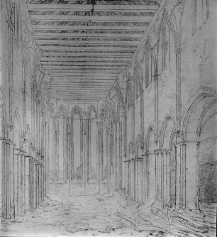Chorin, ehem. Zisterzienserkloster, Zeichnung der Klosterruine; Schinkel, Karl Friedrich