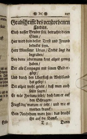 Grabschrifft des verstorbenen Credits