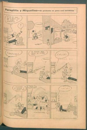 Paragüita y Miquelino. - [Cómic] : El pichicho se gana una salchicha