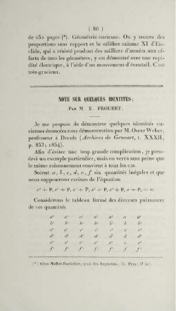 Note sur quelques identités.