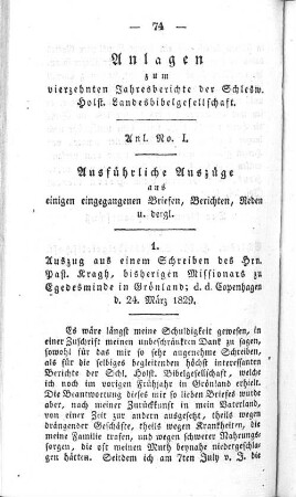 Anlagen zum vierzehnten Jahresberichte der Schlesw. Holst. Landesbibelgesellschaft.