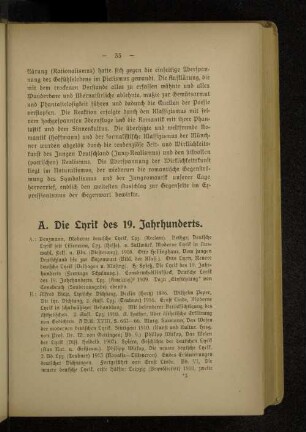 A. Die Lyrik der 19. Jahrhunderts.