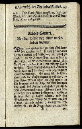 Achtes Capitel. Von der Hülfe bey einer natürlichen Geburt.