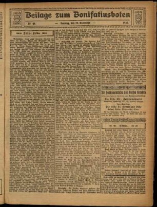 Zweite Ausgabe vom Sonntag, den 29. November 1925.