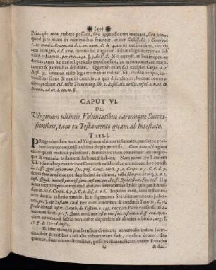 Caput VI. De Virginum ultimis Voluntatibus earumque Successionibus, tam ex Testamento quam ab Intestato.