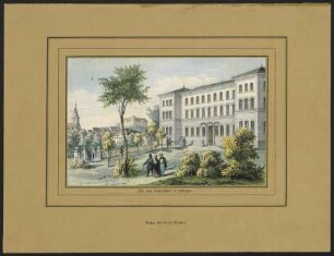 Das neue Krankenhaus in Tübingen : Kolorierte Lithographie