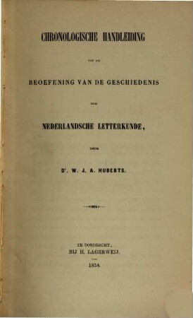 Chronologische Handleiding tot de Beoefening van de Geschiedenis der Nederlandsche Letterkunde