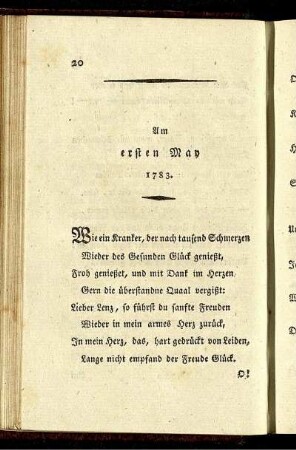 Am ersten May 1783.