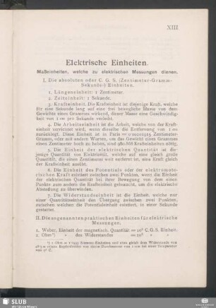 Elektrische Einheiten. Maßeinheiten, welche zu elektrischen Messungen dienen