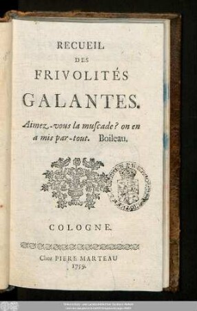 Recueil Des Frivolités Galantes