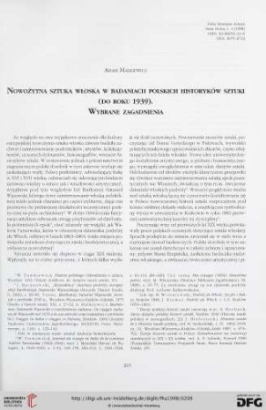 N.S. 4.1998: Nowożytna sztuka włoska w badaniach polskich historyków sztuki (do roku 1939) : Wybrane zagadnienia