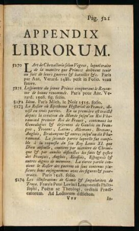 521-550, Appendix Librorum