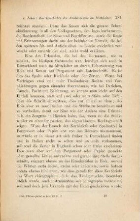 Zur Geschichte des Archivwesens im Mittelalter