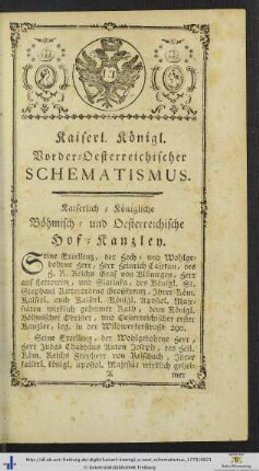 Kaiserlich-Königliche Böhmisch- und Oesterreichische Hof-Kanzley.