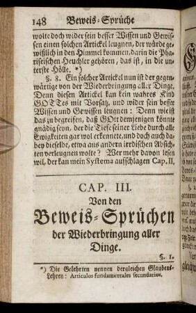 Cap. III. Von den Beweis-Sprüchen der Wiederbringung aller Dinge.