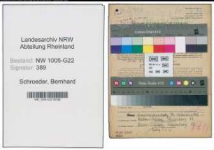 Entnazifizierung Bernhard Schroeder , geb. 28.09.1889 (Metzger)