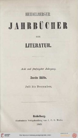 58,2: Heidelberger Jahrbücher der Literatur