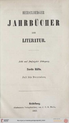 58,2: Heidelberger Jahrbücher der Literatur