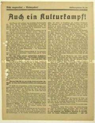 Antisemitisches Flugblatt der Deutschen Erneuerungs-Gemeinde zum deutschen Studentenrecht