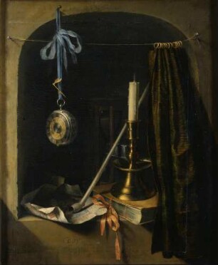 Stillleben mit Leuchter und Taschenuhr