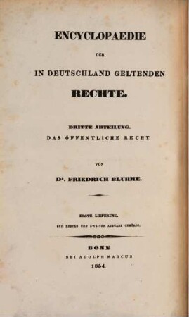 Encyclopaedie der in Deutschland geltenden Rechte, III,I