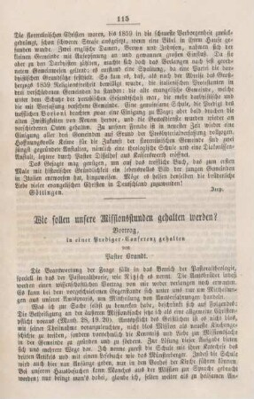 115-118 Wie sollen unsere Missionstunden gehalten werden? : Vortrag, in einer Prediger-Conferenz gehalten