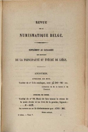 Revue de la numismatique belge. 5, 5. 1867