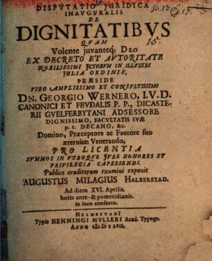 Disputatio Iuridica Inauguralis De Dignitatibus