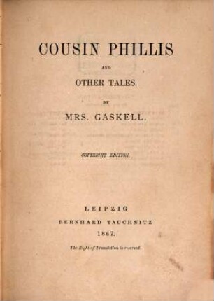 Cousin Phillis and other tales