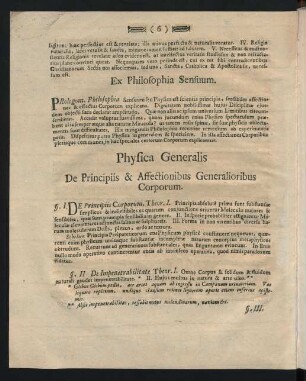 De Principiis & Affectionibus Generalioribus Corporum