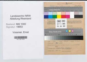 Entnazifizierung Ernst Vossmer, geb. 19.06.1912 (Bueroangest.)