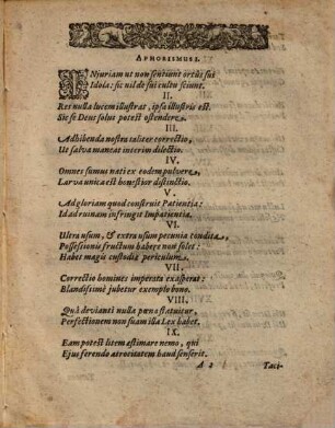 Aphorismorum Ethico-Politicorum Matthaei Zuberi, Istro-Neuburgatis Palatini, Poetae Laureati Melisséi, Merenda